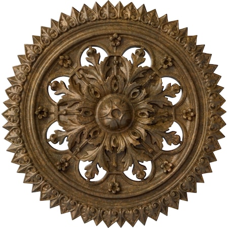 Ekena Millwork York Ceiling Medallion (Fits Canopies up to 3 5/8"), Hand-Painted Rubbed Bronze, 21 5/8"OD x 2 1/2"P CM21YORZS